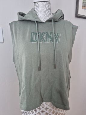 DKNY Sage Green Sleeveless Hoodie